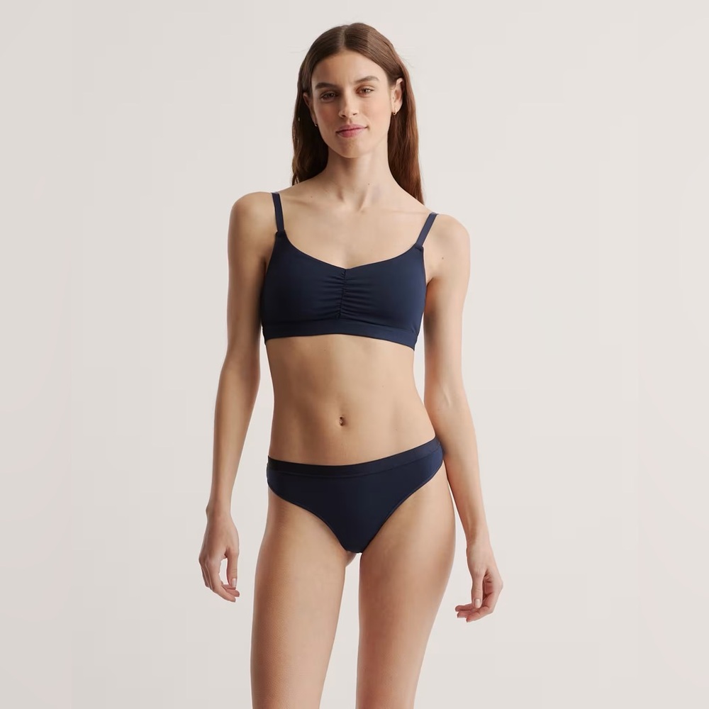 NWOT Quince Navy Blue Micromodal Thong (6-pack) Sz S